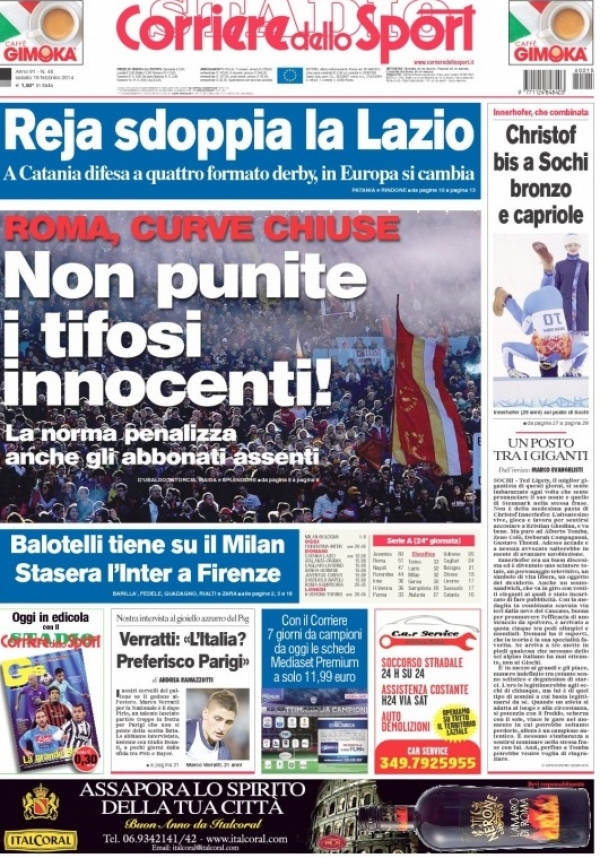 Corriere dello Sport - Sabato 15 febbraio 2014