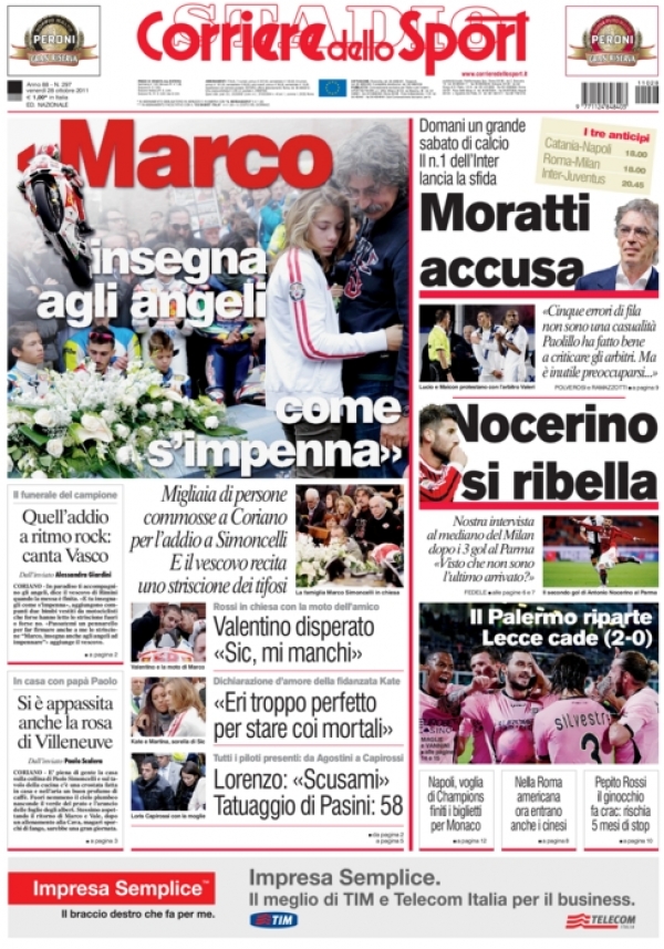 Corriere dello Sport - Venerdi&#039; 28 ottobre 2011